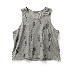 JC Fits Inc. Distressed Ripped Sleeveless Muscle Tank Top